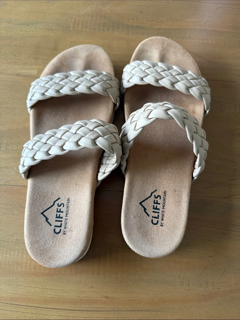 Cliffs by WHITE MOUNTAIN Braided Cream Slide Sandals